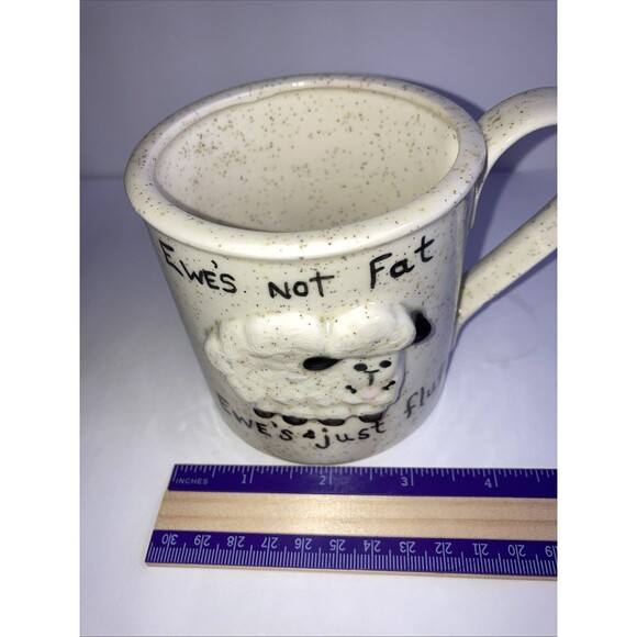 Stoneware Mug 12oz Art Pottery With Sleep Fluffy Mug, Humor Specked Finish - Picture 5 of 5